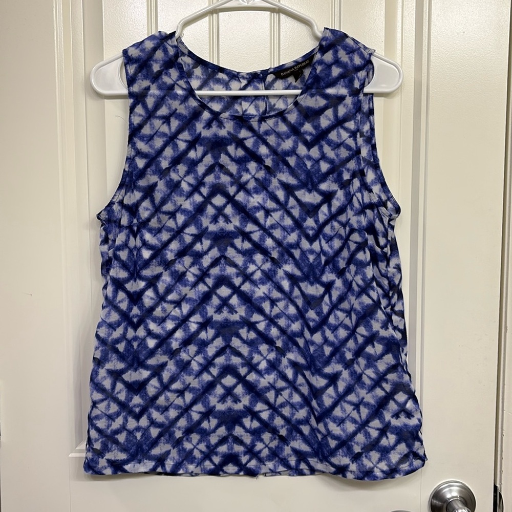 BANANA REPUBLIC ‎ BLUE TIE DYE PRINT BUTTON BACK SHIRT TOP BLOUSE SIZE: S